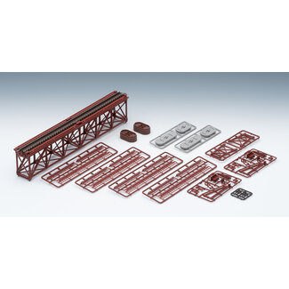 TOMIX Tomix N Single Truss Iron Bridge 280mm Red w/bridge support (2)