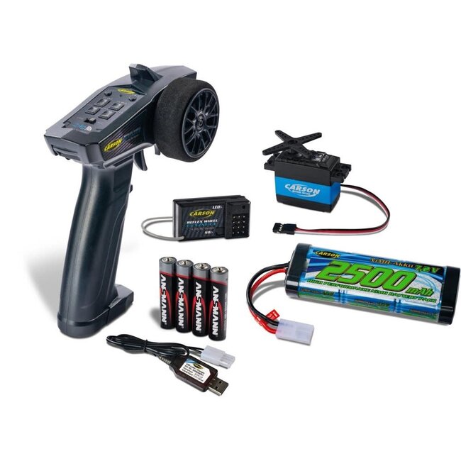 TAMIYA-CARSON RC-REFLEX START ELECTRIC SET COMBO INCL TX, RX, SERVO 6KG  2500 MAH NIMH & USB CHARGER