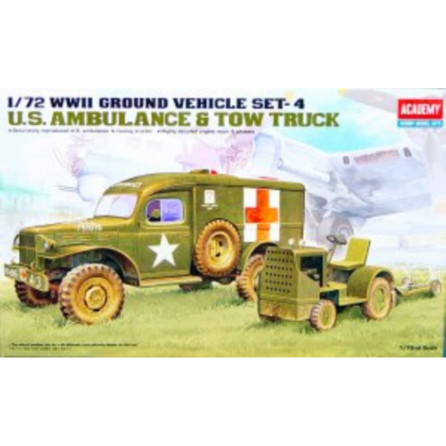Academy 1/72 US Ambulance & Tractor Plastic Model Kit [13403]