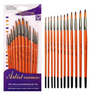 ACE RADIO CONTROLLED MODELS ACE WEIZHUANG NYLON HAIR PAINT BRUSH SET 12PCS