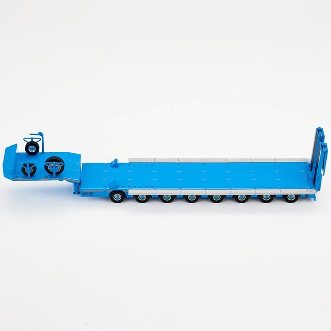 MASSDI 1/64 Diecast Car Model Toy - SCN1771 Eight-Axle Semi Low Trailer Blue
