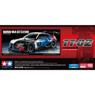 TAMIYA TAMIYA RC  BMW M4 EVO GT3 2025 (TT-02) 1/10 RC KIT INCLUDES ESC  REQUIRES TX, RX, SERVO, BATTERY CHARGER & PAINT