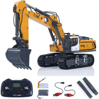 YI GONG Yi Gong 1/50 R/C Screw Excavator (Soft Rubber Tracks + Black Metal Tracks)