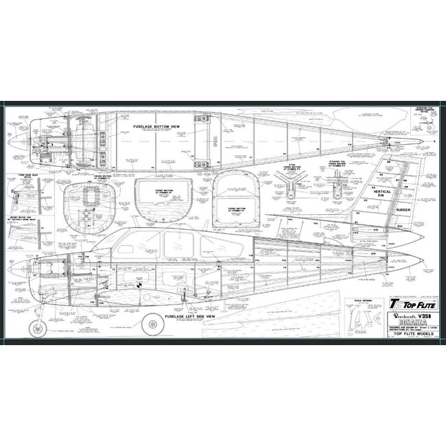 TOPFLITE PLAN BONANZA V35B  Fuse  &  Wing 81" SPAN 2 SHEETS