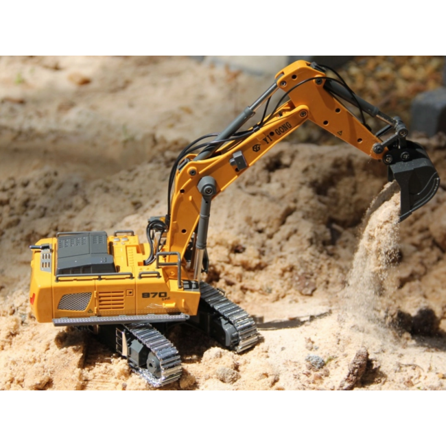 Yi Gong 1/50 970 R/C Screw Excavator (Soft Rubber Tracks + Black Metal Tracks)