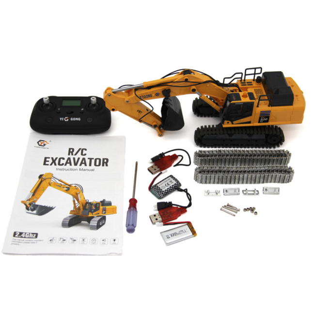 Yi Gong 1/50 5250 R/C Screw Excavator (Soft Rubber Tracks + Black Metal Tracks)