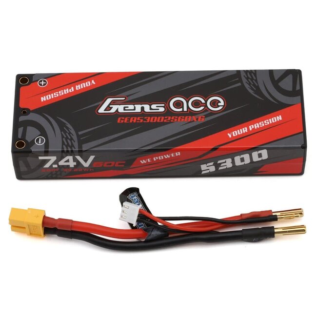 Gens ace 5300mAh 2S 7.4V 60C HardCase Lipo Battery Pack with XT60 plug