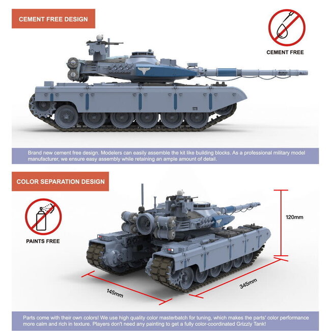 Border Model 1/35 Grizzly Battle Tank Plastic Model Kit