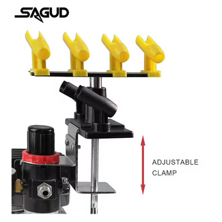 SPARMAX SAGUD Airbrush Holder Clamp-on Style Air Brush Station Stand Kit 360° Rotate Holds Up to 6 Airbrushes AVAIL YELLOW & BLACK OR BLACK ONLY