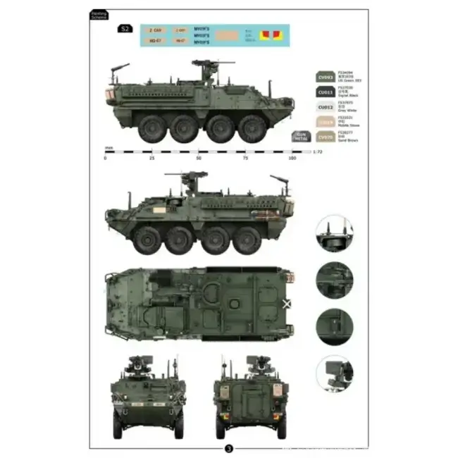 Border Model 1/72 Stryker M1130 CV & CV-TACP 1+1 Plastic Model Kit