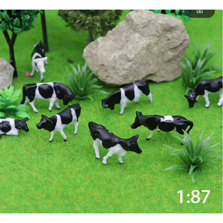 EVE MODEL Eve Model COWS BLACK & WHITE  Painted HO ( 10 pce ASSORTED )