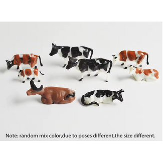 EVE MODEL Eve Model COWS ASSORTED COLOURS  Painted HO ( 10 pce ASSORTED )