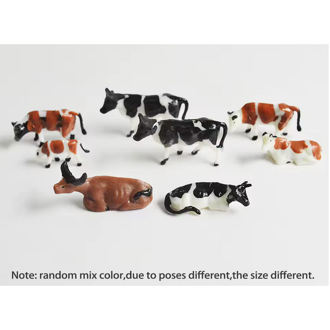 Eve Model COWS ASSORTED COLOURS  Painted HO ( 10 pce ASSORTED )