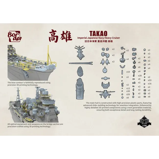 Border Model 1/350 IJN Takao Plastic Model Kit