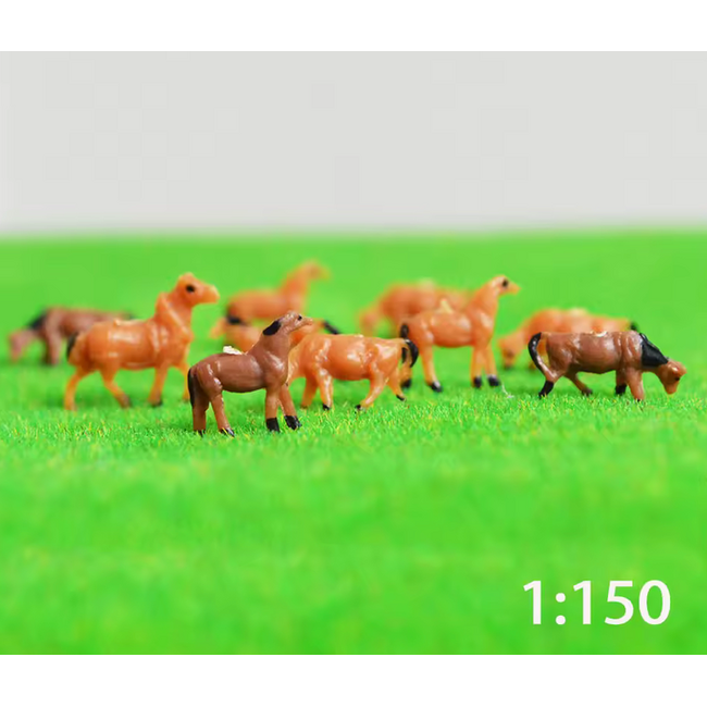 Eve Model HORSES BROWN & BLACK  Painted N SCALE  ( 20 pce ASSORTED )