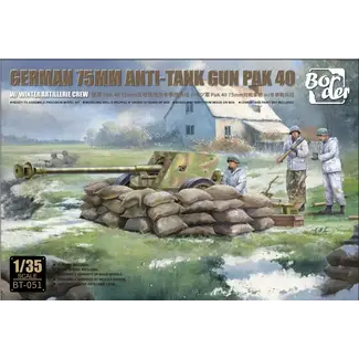 BORDER MODEL Border Model 1/35 German 7.5CM Anti-Tank Gun Pak 40 with 3 Figures Plastic Model Kit