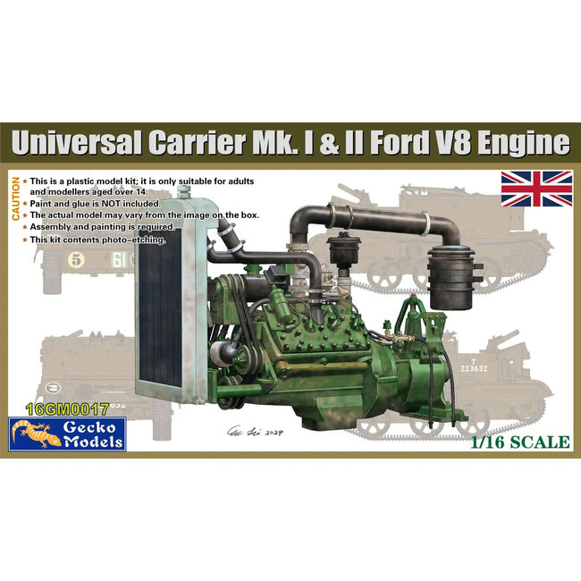 Gecko 1/16 Ford V8 Engine For Universal Carrier Mk. I & II Plastic Model Kit