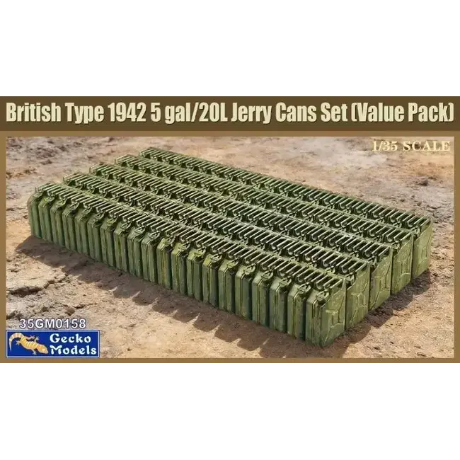 Gecko 1/35 British Type 1942 5 gal/20L Jerry Cans Set(Value Pack) Plastic Model Kit