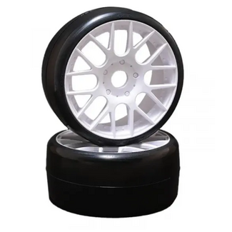 SWEEP SWEEP GT2-D40WP 1/8 GT D-COMPOUND RACING SLICK MOUNTED ON WHITE WHEELS  WORLD CHAMP OFFIAL TYRES 1 PAIR HARD  36 shore Pre-glued tires for Asphalt (4pcs)