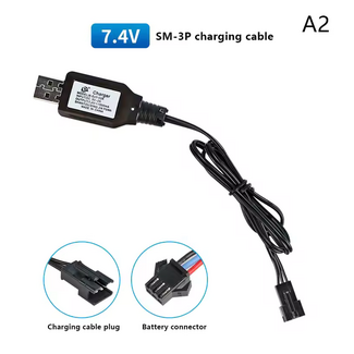 MJX MN 2S 7.4V 1.0Amp USB CHARGER WITH  2s 3 PIN PLUG BLACK