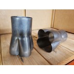 PAIR - GBE STEEL WELD-ON HEADER COLLECTOR, 1 3/4 O.D. PRIMARIES 3" OD OUTLET 5.75" LONG