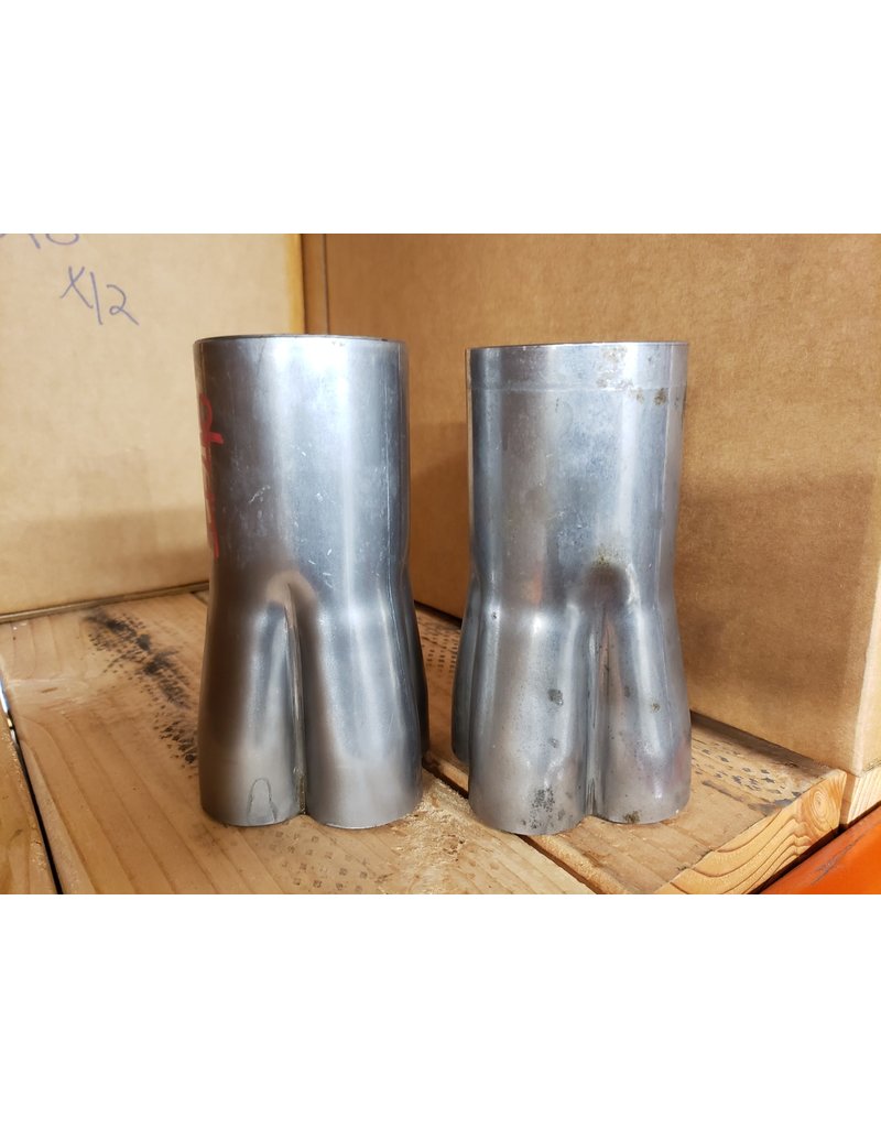 PAIR -GBE STEEL WELD-ON HEADER COLLECTOR, 1-5/8 O.D. PRIMARIES 3" OD OUTLET 5-1/2" +  LONG