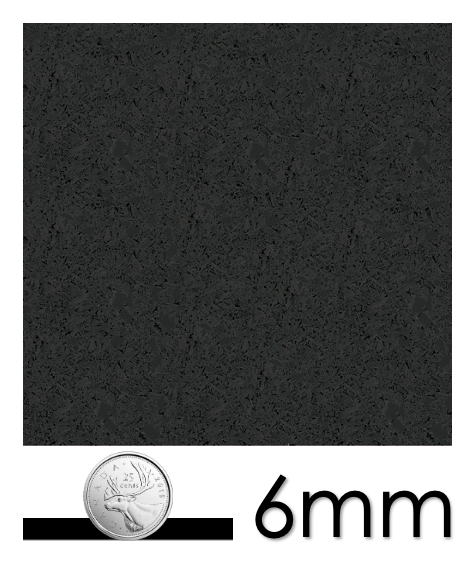 Ecore Athletics Ecore Basic Fit Black Rolled Rubber, 6mm x 4FT x 50FT
