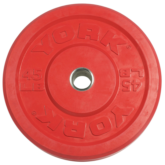 York Barbell York Solid Rubber Training Bumper Plates - Red - 45lb