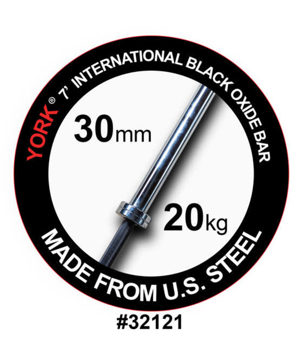 York Barbell York International Black Oxide Bar - 7ft (30mm)