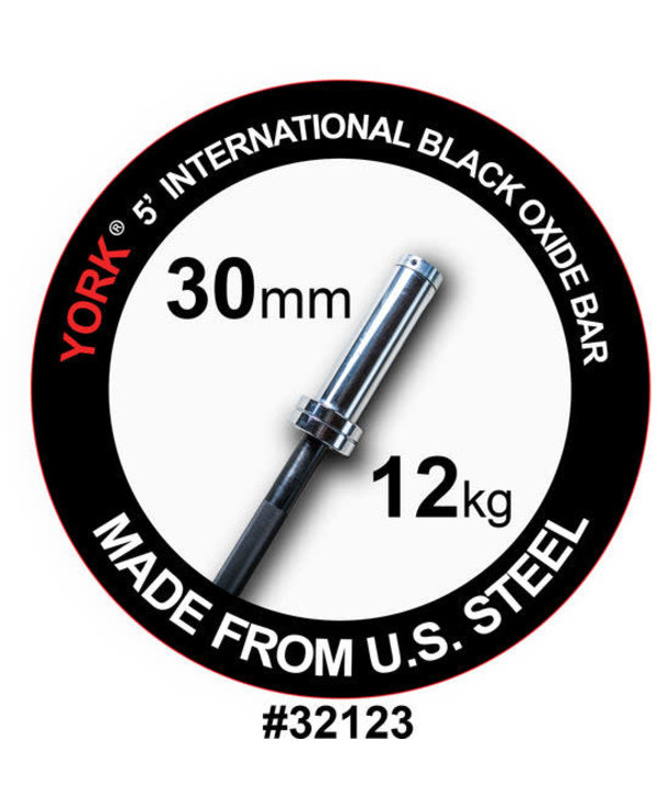 York Barbell York International Black Oxide Bar - 5ft (30mm)