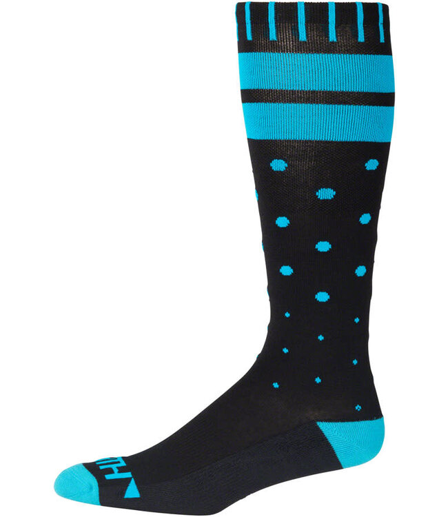 45NRTH 45NRTH Midweight Knee Sock - Black/Cyan Spots, Small