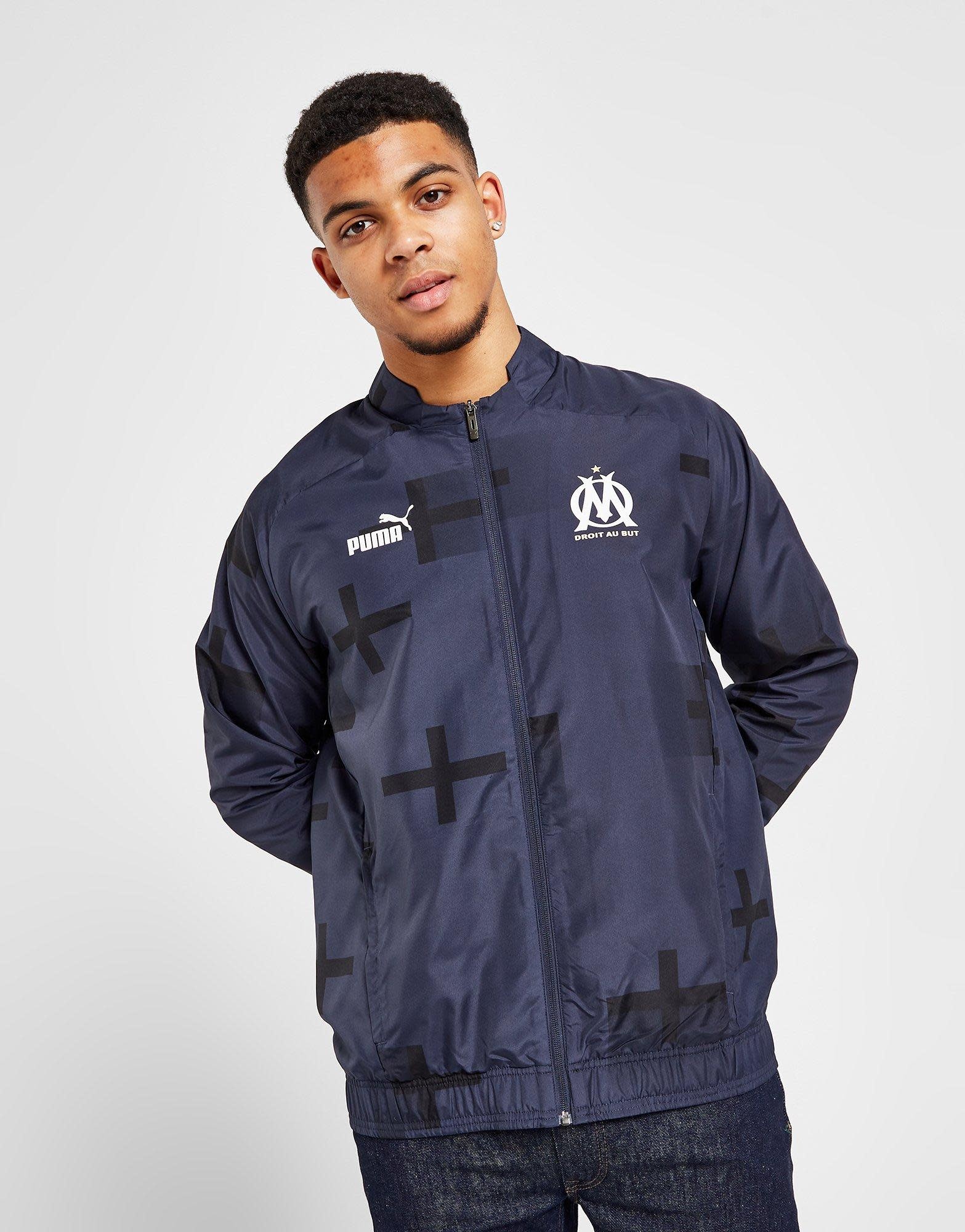 Puma Olympique de Marseille Pre Match Jacket Navy Soccer World