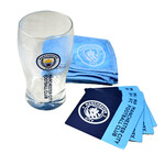 Mimi Imports Manchester City Mini Bar Set (Pint Glass, Bar Towel, 4 Coasters) - 5996