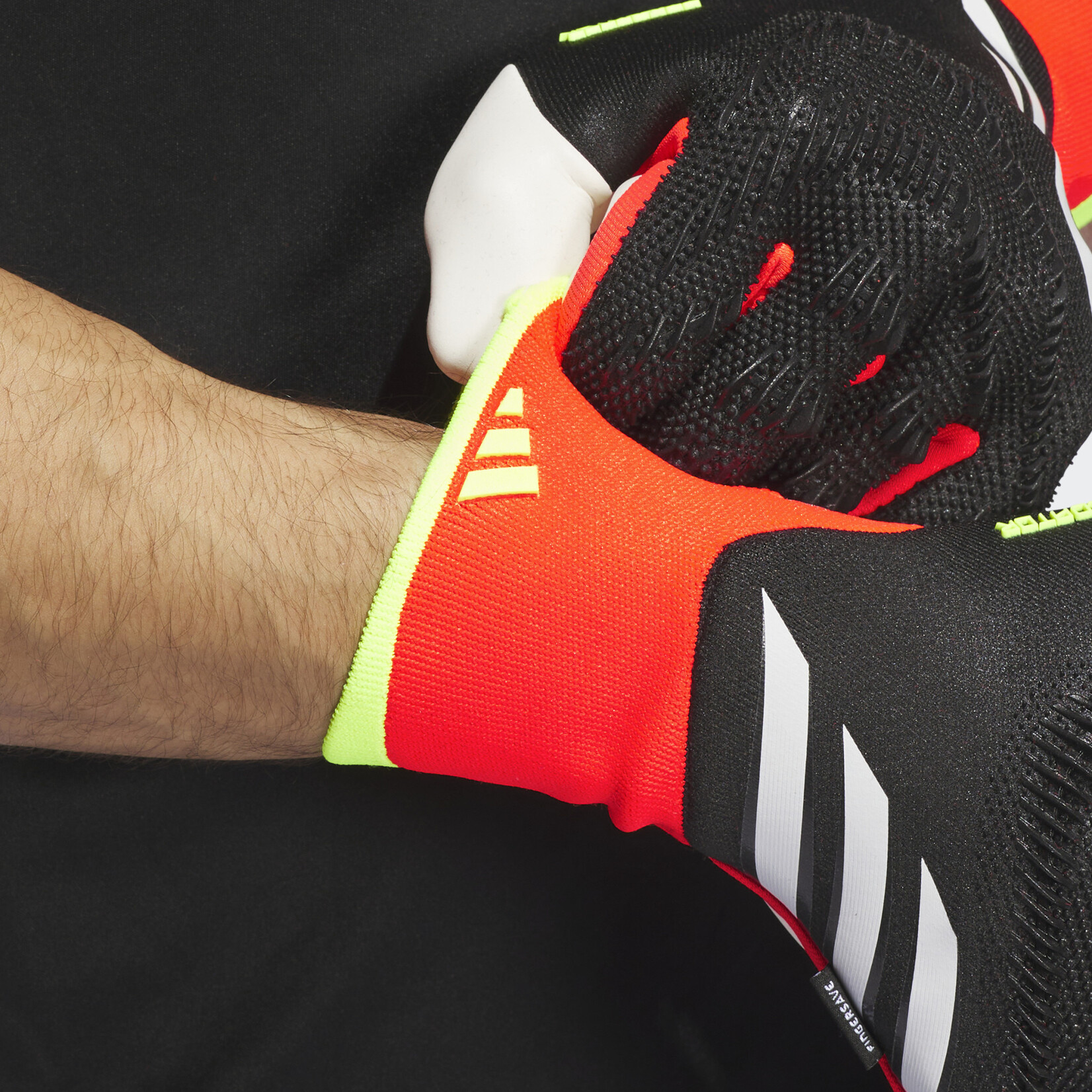 Adidas Predator Pro Fingersave Goalkeeper Gloves Black / Solar Red / Solar Yellow