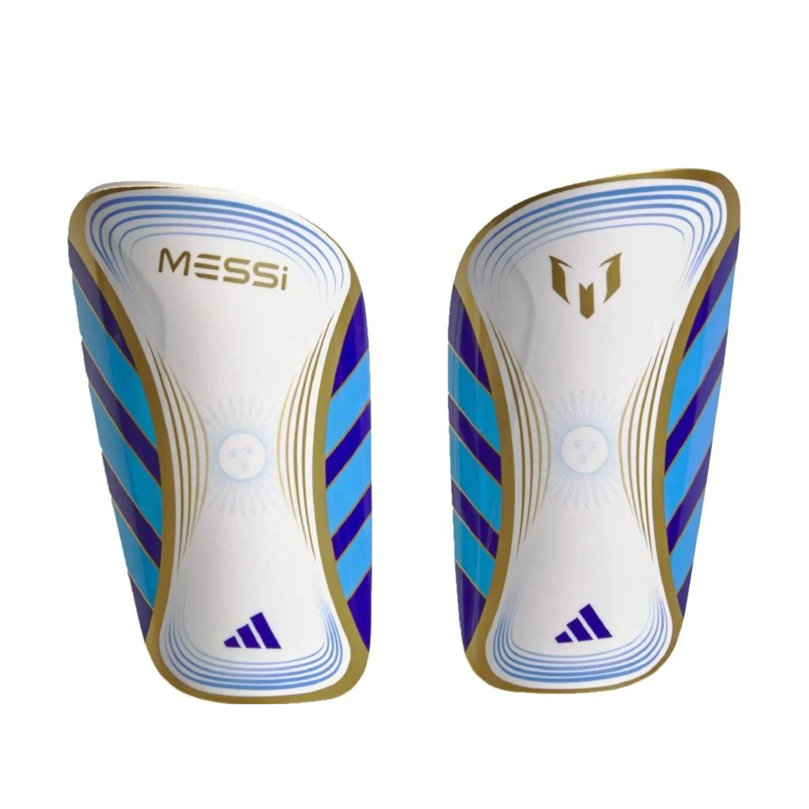 Adidas Messi Club Shin Guards White/Blue/Gold