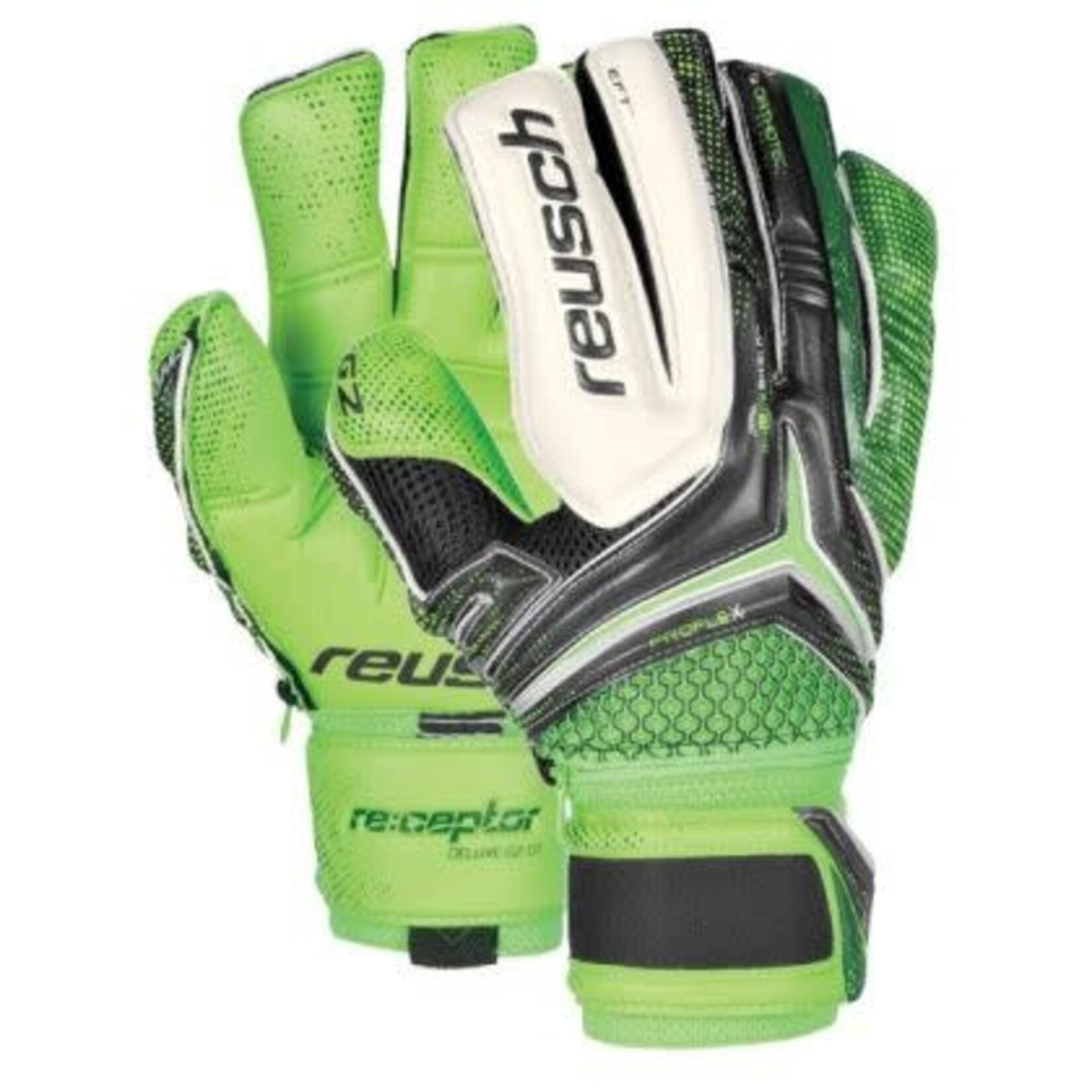 Reusch Re:ceptor Deluxe G2 Goalkeeper Gloves Black/Dark Green/Green Gecko