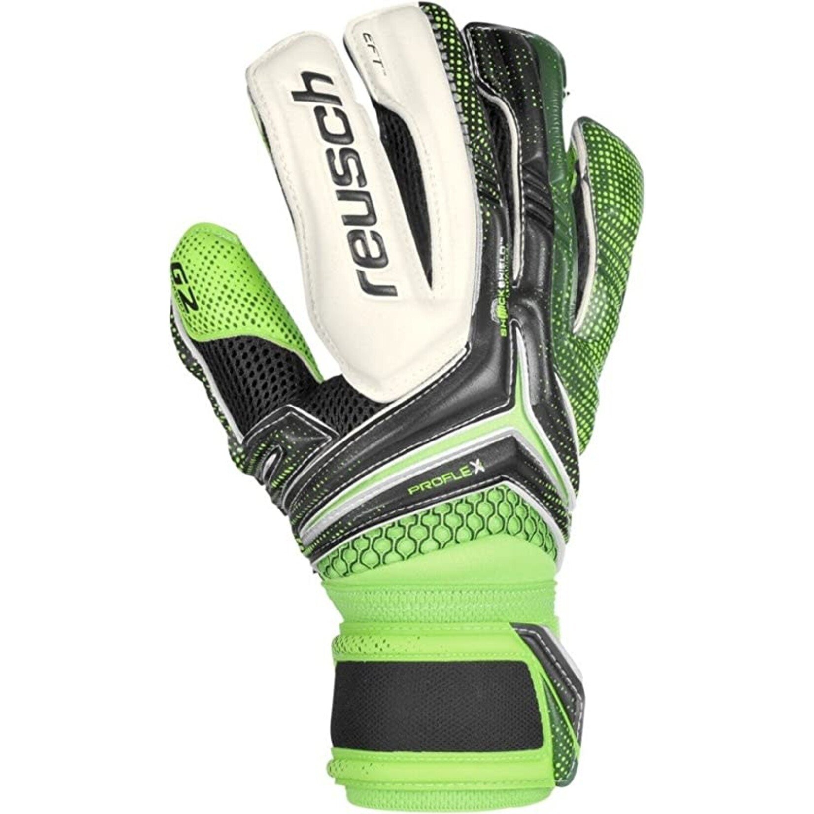 Reusch Re:ceptor Deluxe G2 Goalkeeper Gloves Black/Dark Green/Green Gecko
