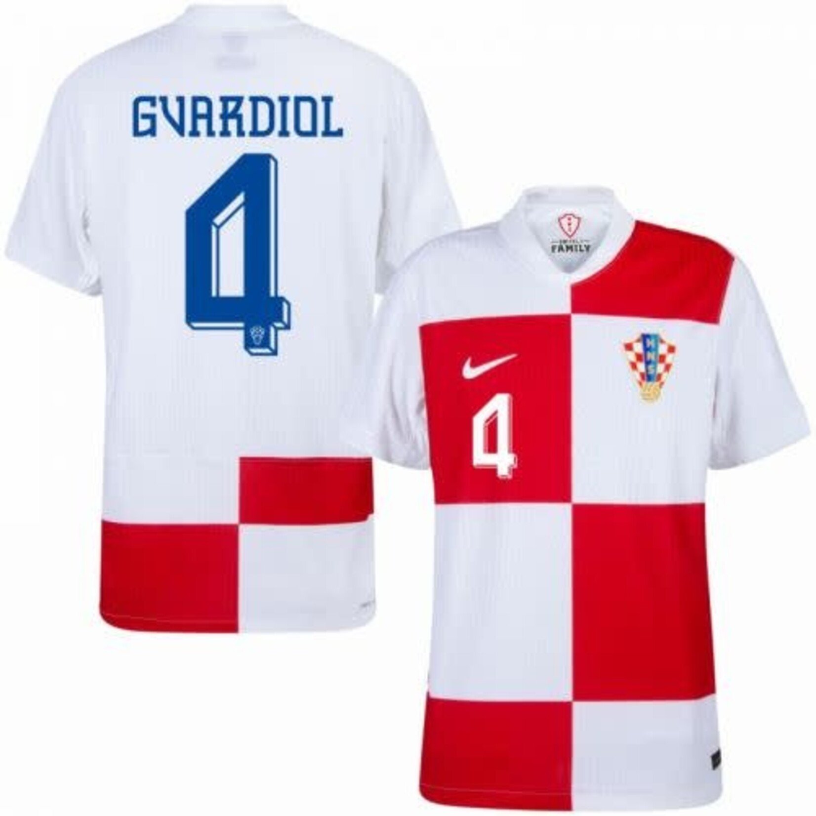 Nike Croatia 24/25 Stadium Home Jersey + "4" Gvardiol Official Print Size M