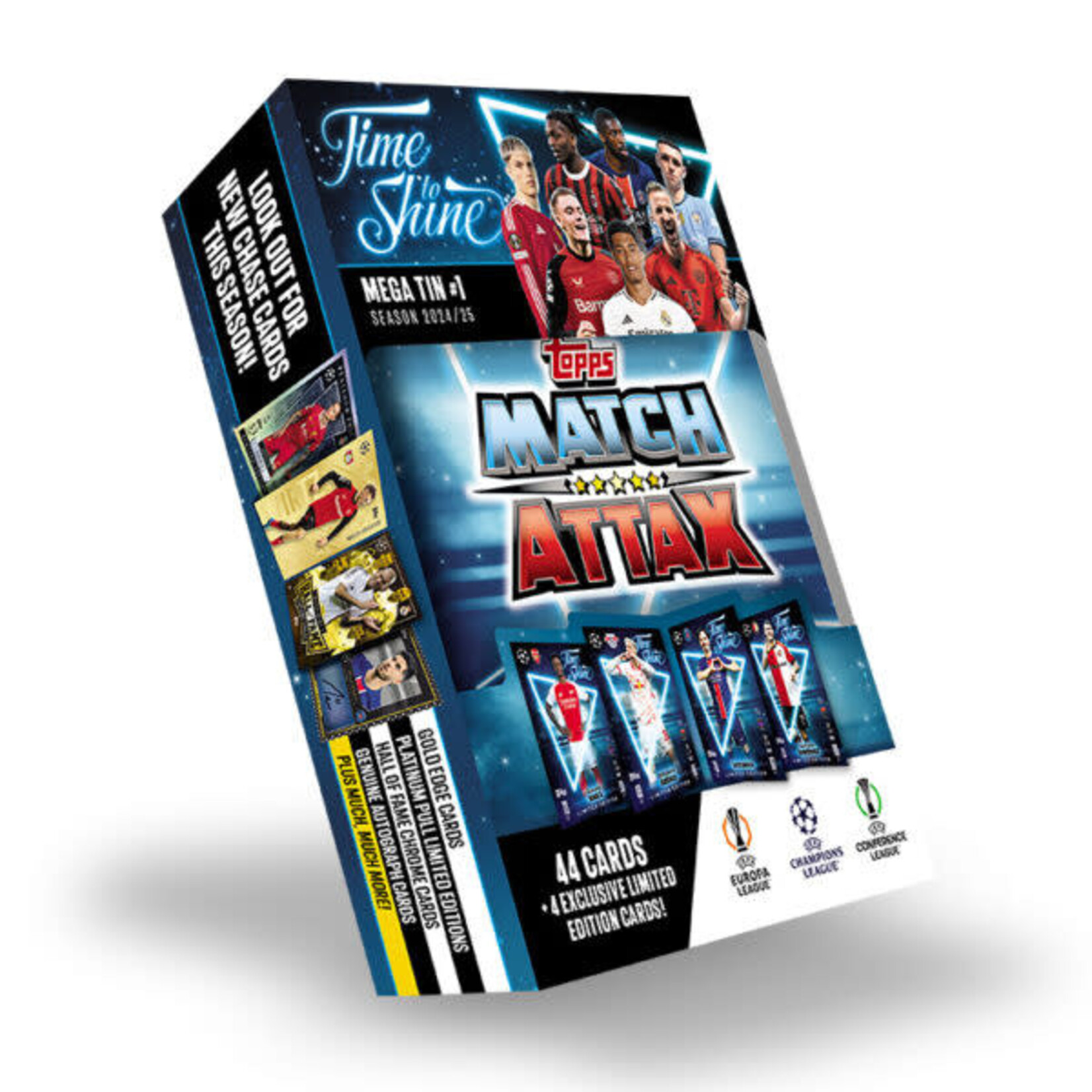 Topps 2024-25 TOPPS MATCH ATTAX UEFA CHAMPIONS LEAGUE CARDS – MEGA TIN (44 CARDS + 4 LE) (CASE PACK OF 6)