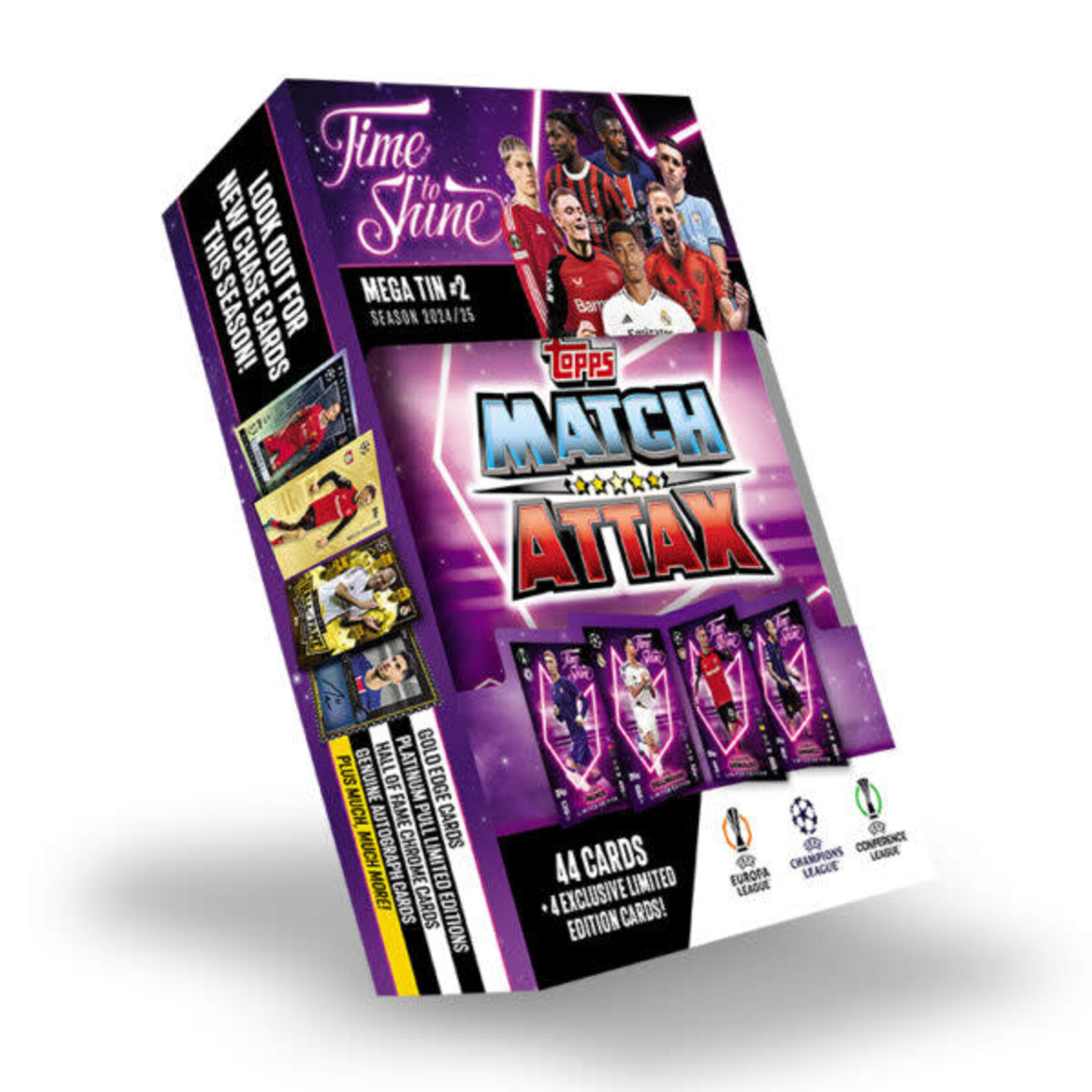 Topps 2024-25 TOPPS MATCH ATTAX UEFA CHAMPIONS LEAGUE CARDS – MEGA TIN (44 CARDS + 4 LE) (CASE PACK OF 6)