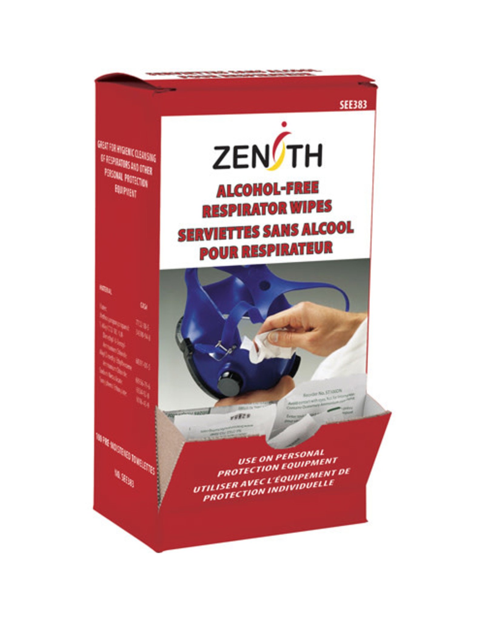 Zenith Respirator & PPE Cleaning Towelettes, 100/Box