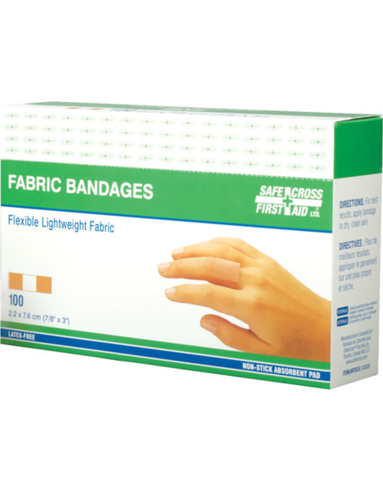 Safecross Safecross Fabric Bandages, 3" x 7/8", 100/Box