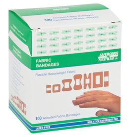 Safecross Fabric Badages, Assorted - 100/Box