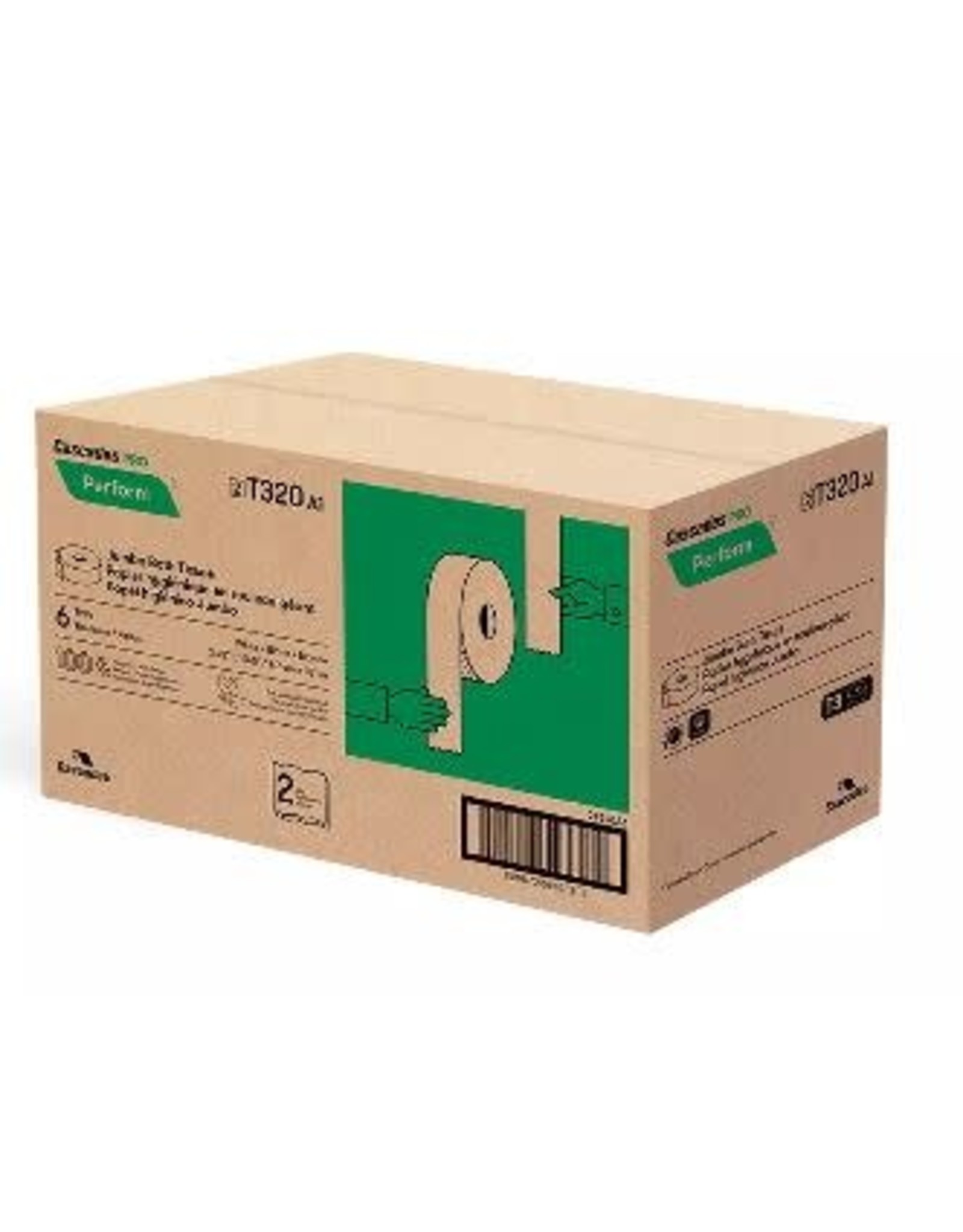Cascade T320 PRO Tandem Toilet Paper, 6 x 1250, 2 Pl, White