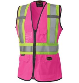 Pioneer Pioneer High Vis Vest, Pink/Zipper, Class I