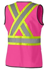 Pioneer Pioneer High Vis Vest, Pink/Zipper, Class I