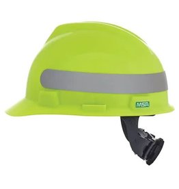 MSA V-Gard High Vis Reflective Lime Hard Hat, Type I, Ratchet