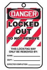 Lockout Tags, "Locked Out" , Cardstock, 5/Pk