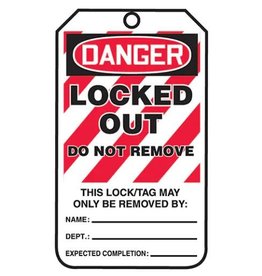 Lockout Tags, "Locked Out" , Cardstock, 5/Pk