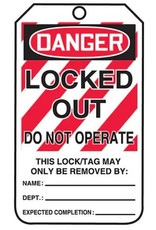 Lockout Tags "Locked Out", Plastic Cardstock, 25 pk